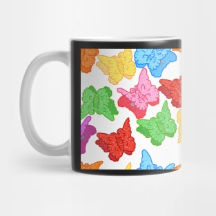 Rainbow Y2K Butterfly Clips on White Mug